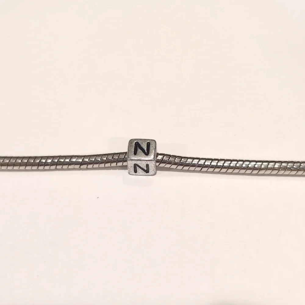 Silver N Spacer Charm for Pandora‎ Style Bracelet